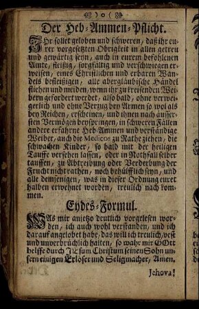 Der Heb-Ammen-Pflicht.