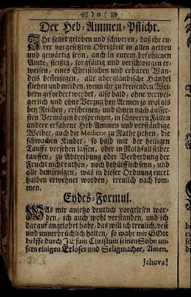 Der Heb-Ammen-Pflicht.