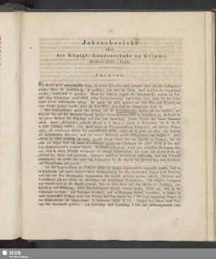 Jahresbericht über die Königl. Landesschule zu Grimma. Michael 1833 -1834