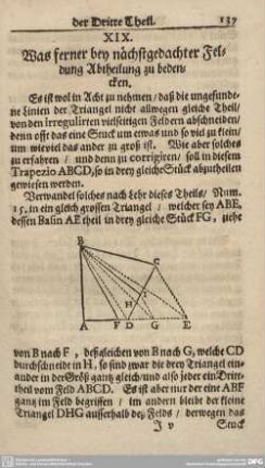 XIX. Was ferner bey nächstgedachter Feldung Abtheilung zu bedencken.