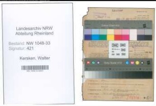 Entnazifizierung Walter Kersken , geb. 18.01.1894 (Lehrer)