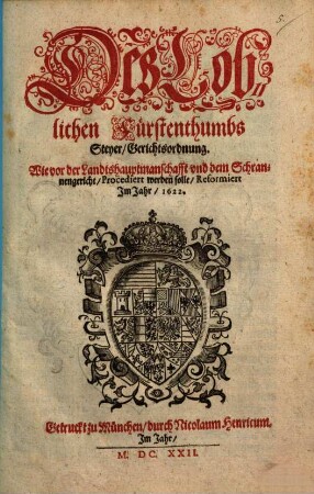 Des Loblichen Fürstenthumbs Steyer Gerichtsordnung : de ao. 1622