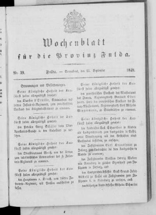 Nr. 39, Ausgabe vom 23. September 1848