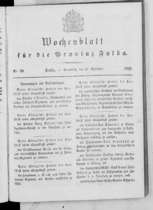 Nr. 39, Ausgabe vom 23. September 1848