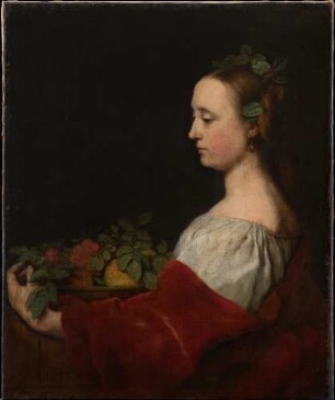 Frau mit Früchtekorb