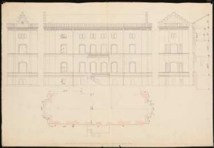 Schloss Schlemmin: Seitenansichten, Grundrissdetail, Schnitt