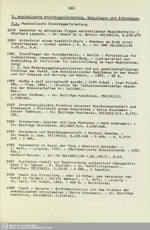 5. Musikalische Grundlagenforschung, Soziologie und Ethnologie