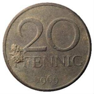 Fundmünze, 20 Pfennig, 1969
