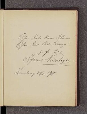 Johanna Neumeyer. – Hamburg, 24.02.1900