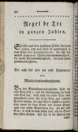Regel de Tri in ganzen Zahlen.