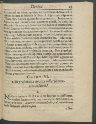 Caput VI. An praescientia divina tollat libertatem arbitrii?