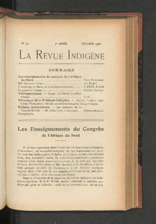 Les Enseignements du Congrès de l'Afrique du Nord.
