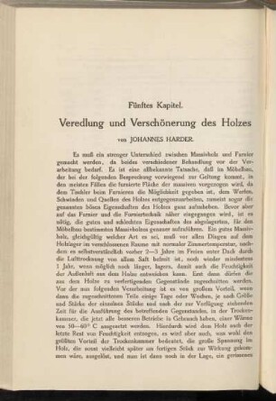 Fünftes Kapitel. Veredlung und Verschönerung des Holzes