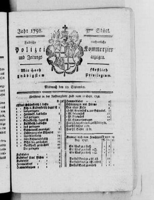 37tes Stück, Ausgabe vom 12. September 1798