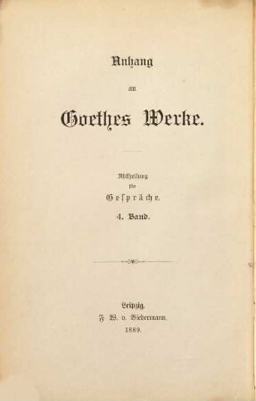 Goethes Gespräche, 4. 1819 - 1823