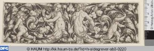 Laubwerk mit Menschenpaar und zwei Putten, Querfüllung