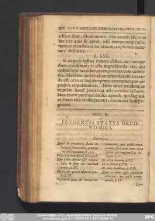 Sect. II. de Prudentia Status Oeconomici.