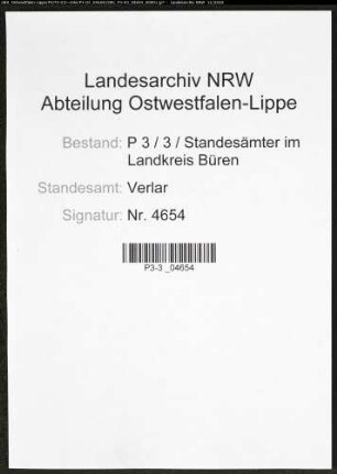 Sterberegister Standesamt Verlar