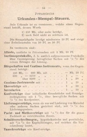 Preussische Urkunden-Stempel-Steuern.