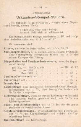 Preussische Urkunden-Stempel-Steuern.