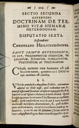 Sectio Secunda Ostendens Doctrinam De Termino Vitæ Humanæ Heterodoxam.