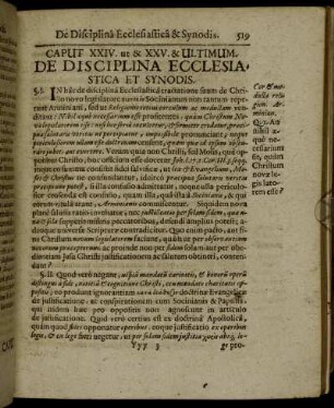 Caput XXIV. ut & XXV. & Ultimum. De Disciplina Ecclesiastica Et Synodis.