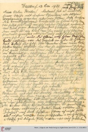 Korrespondenz von Alice und Ludwig Klein: Brief von Alice Klein an Irmgard Ehrlich und Günter Ehrlich