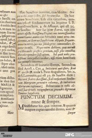Punctum Decimum. nunc & semper.