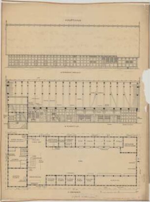 Schröttinghausen (Kreis Halle): Hof Heining. Haupthaus (Grundriss, Nordwestansicht, Südostansicht, Querschnitt)