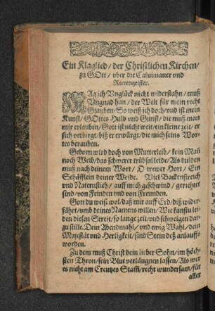 Ein Klaglied/ der Christlichen Kirchen/ zu Gott/ ...