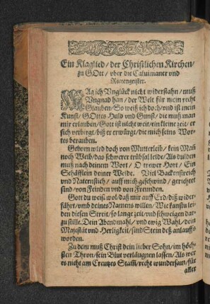 Ein Klaglied/ der Christlichen Kirchen/ zu Gott/ ...