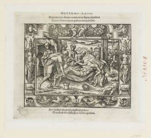 Grablegung, aus: "Biblische Figuren deß Neuwen Testaments", Frankfurt am Main 1562, S. d4 verso