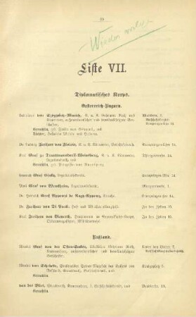 Liste VII. Diplomatisches Korps