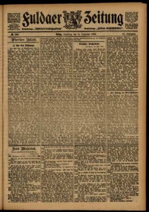Vierte Ausgabe vom Samstag, den 12. Dezember 1903.