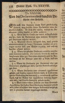 338-348, Tit. XXXVIII. Von der Declaration eines dunckeln Bescheids oder Urtheils.; Tit. XXXIX. Von denen Appellationen, so an Uns erhoben werden.; Tit. XL. Von der Revision bey dem Tribunal.