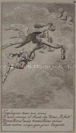 Illustration aus dem Lauenburger genealogischen Kalender von 1780 (12. Blatt), "Employons tous nos soins ..."
