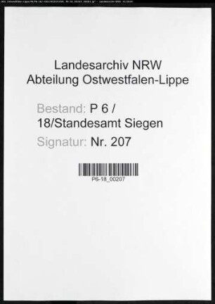 Sterberegister Standesamt Siegen