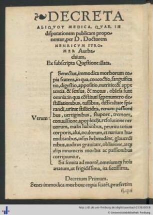 Decreta aliquot medica.
