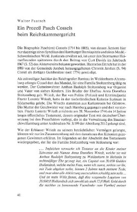 Ein Prozeß Pasch Cossels beim Reichskammergericht