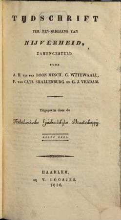 Tijdschrift ter bevordering van nijverheid. 3. 1836