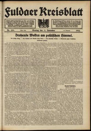 Erste Ausgabe vom Montag, den 11. November 1912.