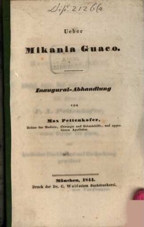 Ueber Mikania Guaco