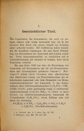 Ueber die Einwirkung von Ammoniak und Aminen auf Ketonsäuren