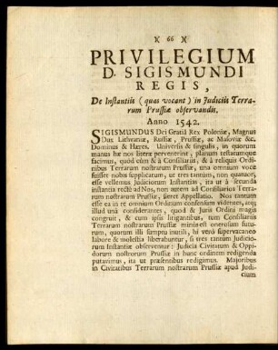 Privilegium D. Sigismundi Regis, ...