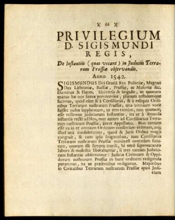 Privilegium D. Sigismundi Regis, ...