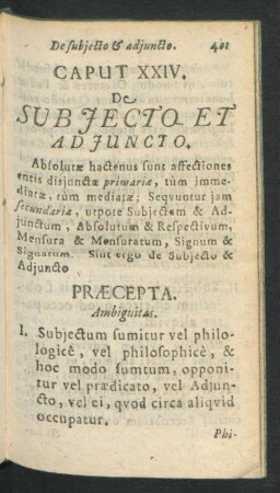 Caput XXIV. De Subjecto Et Adiuncto.