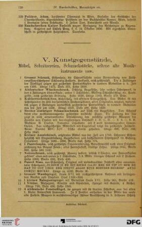 V. Kunstgegenstände (Nr. 1-309)