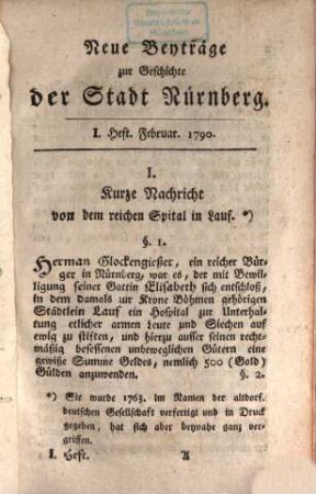 Neue Beyträge zur Geschichte der Stadt Nürnberg, 1. 1790