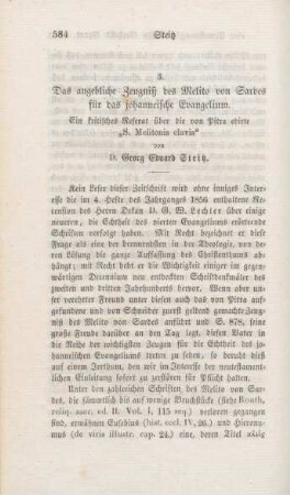 584-596 Das angebliche Zeugnis des Melito von Sardes für das johanneische Evangelium