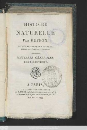 [1], T. 9: Histoire Naturelle